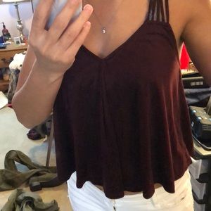 Suede burgundy strappy tank top
